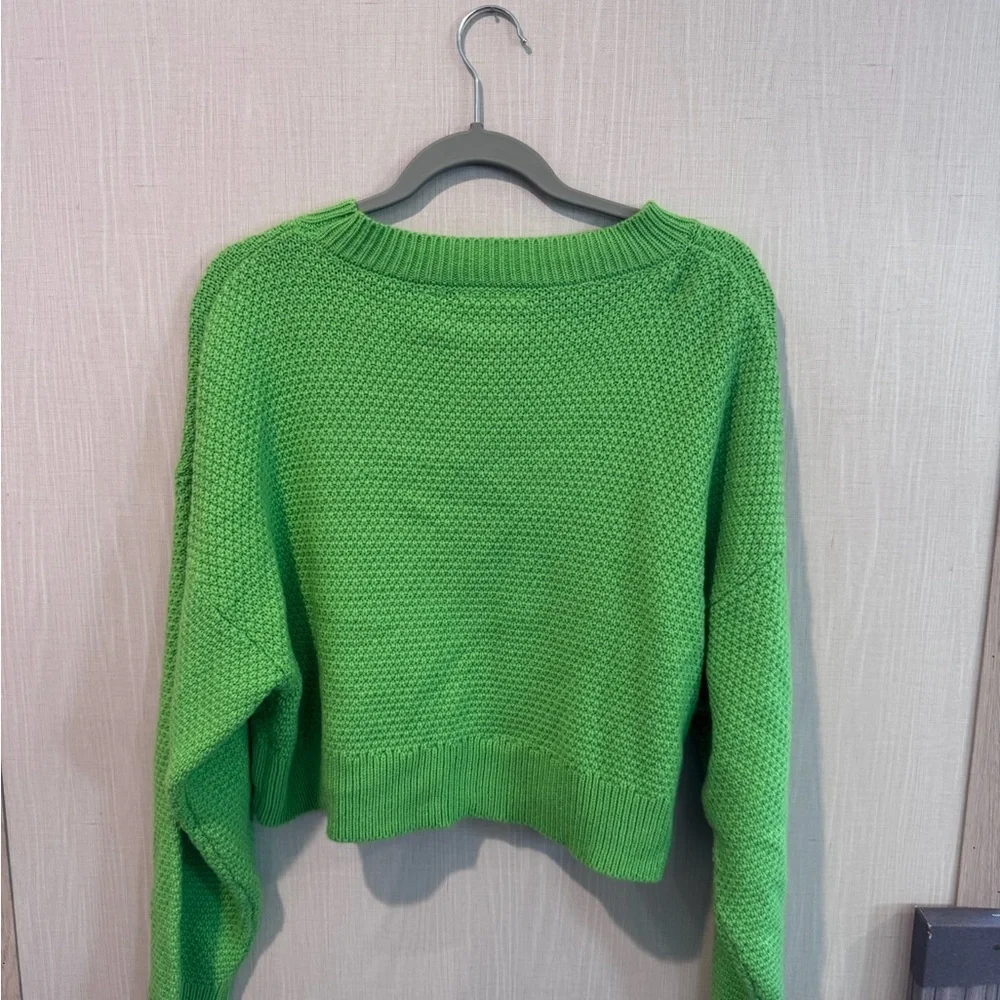 ASOS Bright Green Knit Sweater with Metal Ring Detail
